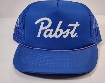 Vintage Pabst Blue Ribbon Beer Trucker Hat Adjustable Snap Back Blue Mesh Cap • $15