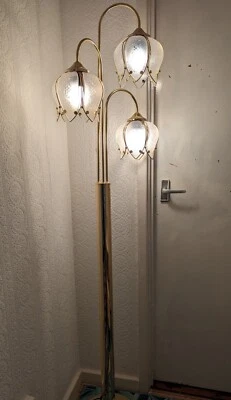 £80 • Buy Vintage Regency Hollywood Tulip Lotus Flower Lamp 3 Arm