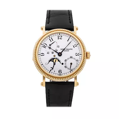 Patek Philippe 5015 Moon Phase Auto Yellow Gold Mens Strap Watch 5015J-001 • $25950