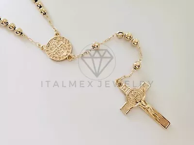 18K Gold Plated St. Benedict Rosary | Rosario San Benito Oro Laminado 18K 24 Pul • $24.95