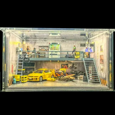 Uncle BeiShan 1:64 Garage Mezzanine Model Car Display Cabinet Dioramas 16×13×9cm • $50.58