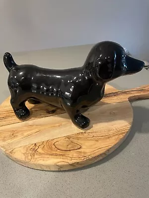 Dachshund Dog Ceramic Figurine Home Decor Door Stopper Black 12  Long EUC • $19