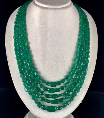 Natural Zambia Emerald Bead Cabochon 22mm 5l 1018 Cts Precious Gemstone Necklace • $34500