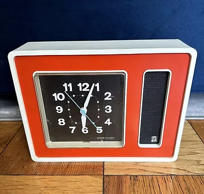 Vintage Westclox Announcer Model 46605 Mid Century 1970's Orange Clock Battery • $60