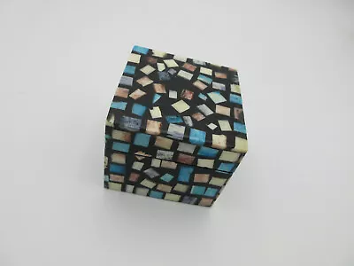 Vintage Faux Mosaic 3 X 3 X 2.5  Trinket Box From India • $9.99