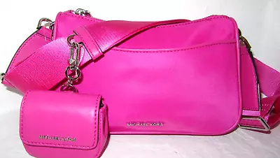 Michael Kors Cerise Jet Set Medium Top Zip Pouch Crossbody Web Strap NWT$258 • $128.99