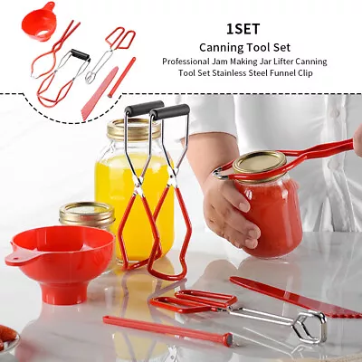 Jar Lifter Jam Making Stainless Steel Funnel Clip Canning Tool Set Home Kitchen • £20.89