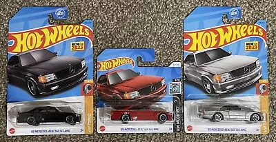 Hot Wheels ‘89 Mercedes Benz 560 SEC AMG Lot Of 3 Black Silver And Red • $8.49