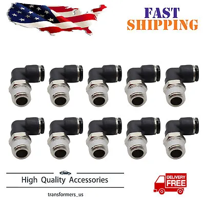 (Qty10) 1/4  OD Tube X 1/4  NPT Pneumatic Elbow Push To Connect Air Fitting • $14.95