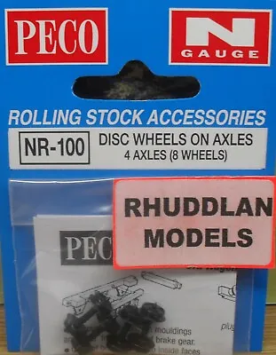 Peco Accessories Nr-100 Disc Wheels On Axles (4 Axles) - N Gauge • £3.15