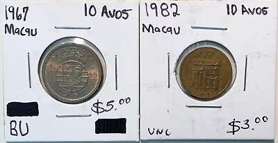 Macau Coin Lot: 1967 - 10 Avos & 1982 - 10 Avos • $8