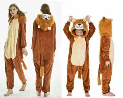 Lion Kids Adult Flannel Pajamas Onesie2888 Cosplay Costume Parent-child Clothing • £13.72