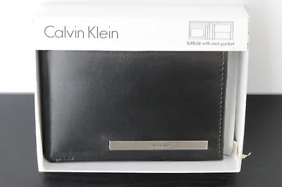 Calvin Klein Wallet Billfold With Coin Pocket - Fine Grain Leather (Black) NEW • £24.99