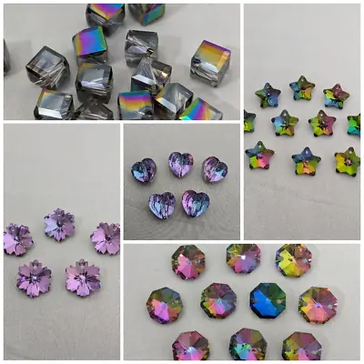 Glass Foil Back Beads Octagon Cube Flower Star Heart Choose Your Beads • £3.50