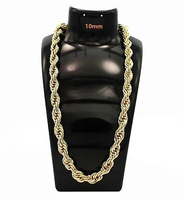 10mm Italian Rope Chain Necklace Bracelet 14k Gold Plated • $26.99