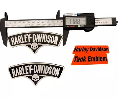 2 Pcs Skull Harley Davidson Tank Emblem VINTAGE STYLE LOGO STICKER DECAL BADGE • $26.99