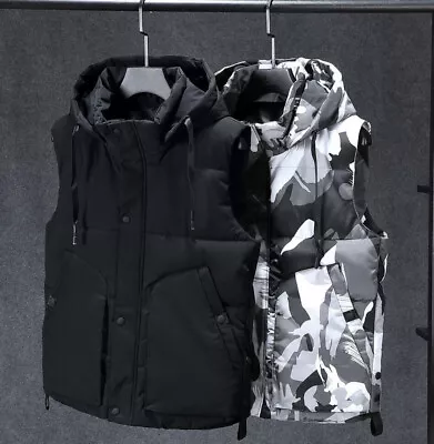 Men Camouflage Quilted Coat Gilet Waistcoat Padded Puffer Hooded Jacket NEW • £33.62