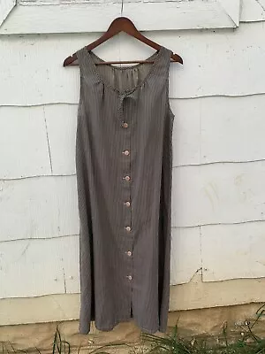 Vintage 1970’s House Dress Women’s Brown Stripped Shift Handmade Hippy • $28