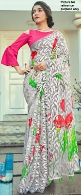 Indian Fancy Brasso Saree #SDH 012 (Grey) / Sari / Salwar / Bollywood Dress • $100