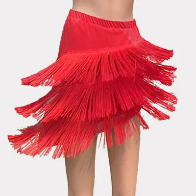 £21.65 • Buy Women's Latin Tassel Fringe Skirt Dancewear Samba Salsa Dance Dress Costume Red