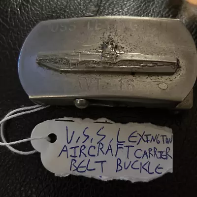 Vintage USS Lexington AVT-16  Belt Buckle - US Navy Ship - Rare - Made In Japan • $30