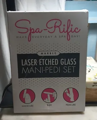 Spa-Rific Marble Laser Etched Glass Mani- Pedi Set NIB • $26.10