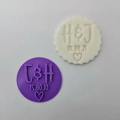 Custom Engagement Initials Cookie Embosser Stamp Cupcake Fondant Stamp Icing • £4.99