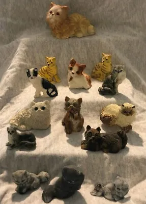 Ceramic Cat Figurines Miniature Set Of 14 Various Breeds • $36