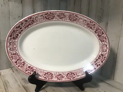 Sterling Vitrified China Red & White Floral Platter East Liverpool Ohio USA EUC • $12.99