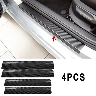 4× Car Accessories Door Plate Sill Scuff Cover Anti Scratch Carbon Fiber Sticker • $6.91