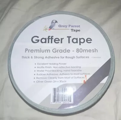 Gray Parrot Gaffer Tape Grade 80 Mesh 11.8 Mil Waterproof Back 2 X 30 Yds New • $5.99