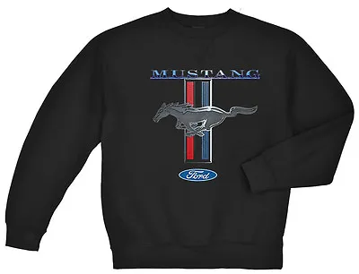 Ford Mustang Sweatshirt Men's Black Ford Mustang Sweat Shirt Tri Bar Pony • $19.99