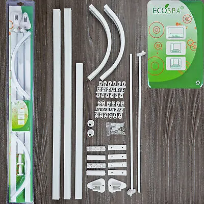 EcoSpa Shower Curtain Track Hanging Rail Pole Multi Shapes Chrome White Easy Fit • £16.95