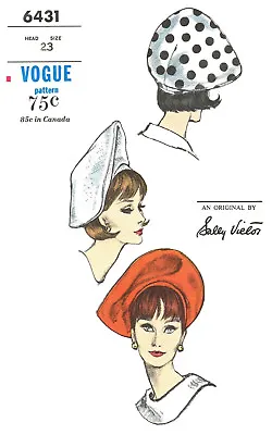 Vogue 6431 Pattern Designer Sally Victor LARGE BERET Hat Cap Chemo Alopecia • $5.49