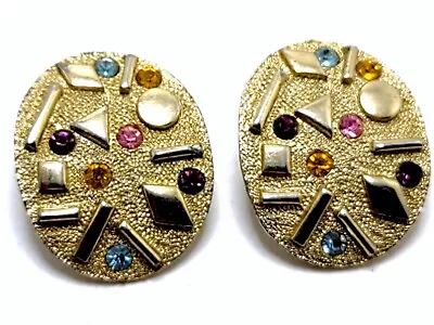 Vintage Sarah Coventry SULTANA Earrings - Clip On Gold Jeweled Signed • $30