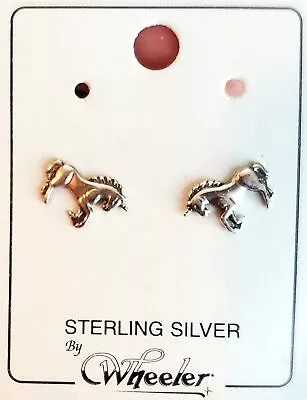 Mini Horse Studs Sterling Silver 925 Earrings Made In USA • $17