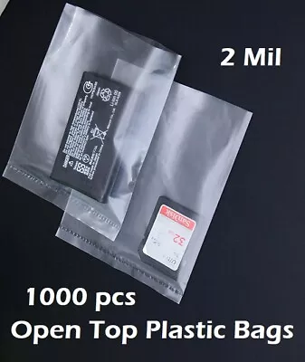 1000 Clear Poly 2-Mil Plastic Bags Lay Flat Open Top FDA Impulse Sealer Baggies • $33.95