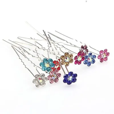 £2.99 • Buy High Quality Elegant Flower Crystal Diamante Wedding Bridal Hair Pins 'Lot'