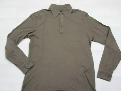 Express Mens Pocket POLO Shirt Size (M) Long Sleeve Brown Casual Collared Button • $7.99
