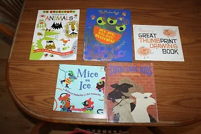 5 Ed Rebecca Emberley Picture Books Lot Drawing Animals Thumbprint Bullybug Ice • $9.99