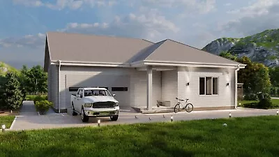 Rural Residence 3 Bed Bathroom 2 Car Garage CAD Blueprints Metric/Imperial • $29.99