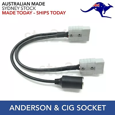 $31.95 • Buy Anderson Plug & Cigarette Socket Double Adapter 12 Volt Caravan 4WD 30cm