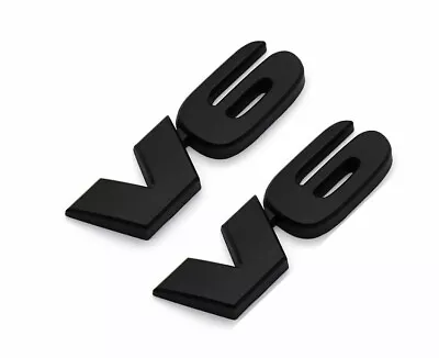 $10.99 • Buy 2Pcs Metal Chrome V6 Engine Badge Sport Turbo Sticker Car Trunk Emblem (Black)