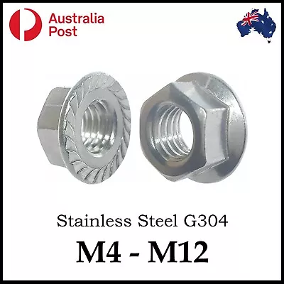 M4 M5 M6 M8 M10 M12 Serrated Flange Nut S Hex Course Stainless Steel A2 G304  • $13