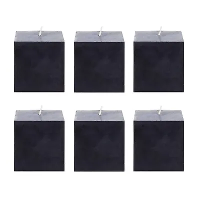 Mega Candles - Unscented 3 X 3  Hand Poured SQR Premium Pillar Candle Black 6PCS • $23.99