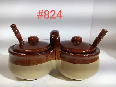 Vintage Glazed Ceramic Condiment Set - Made In Taiwan • $19.99
