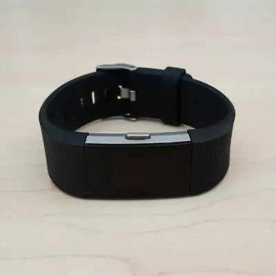 $32.50 • Buy Fitbit Charge 2 Silver Heart Rate Fitness Activity Tracker Black Wristband Large