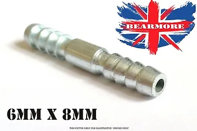 6mm To 8mm Connector Reducer  Barbed Joiner Hose Pipe Union Water Air Fuel Gas • £6.99