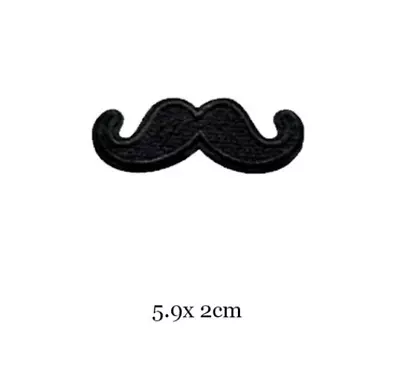 £2.20 • Buy Black Moustache - Biker Iron On Embroidery Cloth Patch Sew On Badge Craft Jacket