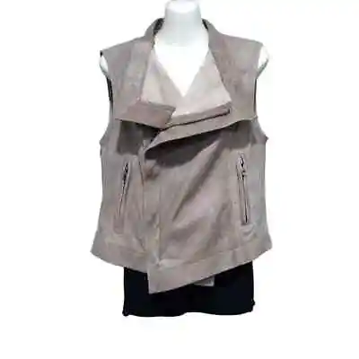 Veda Genuine Leather Zip Up Vest With Pockets Beige Size M • $75